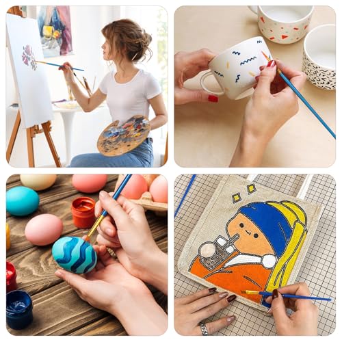 Paint Brushes, 20 PCS Nylon Hair Paint Brushes Set for Acrylic Oil Watercolor Gouache Painting Face for Children and Adults (Blue) - Image 5