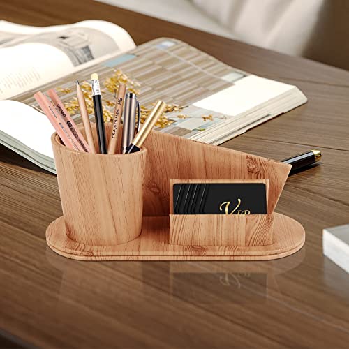 Rhcsz Fashion Personality Pu Leather Pen Holder Office Supplies Desk Organizer Storage Box,Desktop Caddy Organizers & Business Cards Holder,Pencil Holders(Apricot Faux Leather) #TOP2