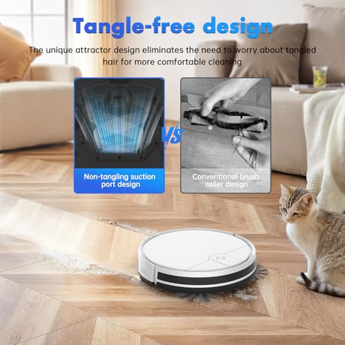 Roboter Staubsauger und Wischmopp Kombination, 2-in-1-Wischroboter Staubsauger, WLAN/App/Fernbedienung, starke Saugkraft, Staubbehälter und Wassertank, selbstaufladend, ideal für Tierhaare,Weiß