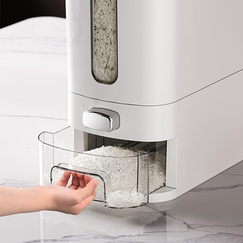 Miniatura 6 de IEEK Dispensador de arroz de 12 libras, recipientes grandes de almacenamiento de alimentos secos para cereales, contenedor de almacenamiento de