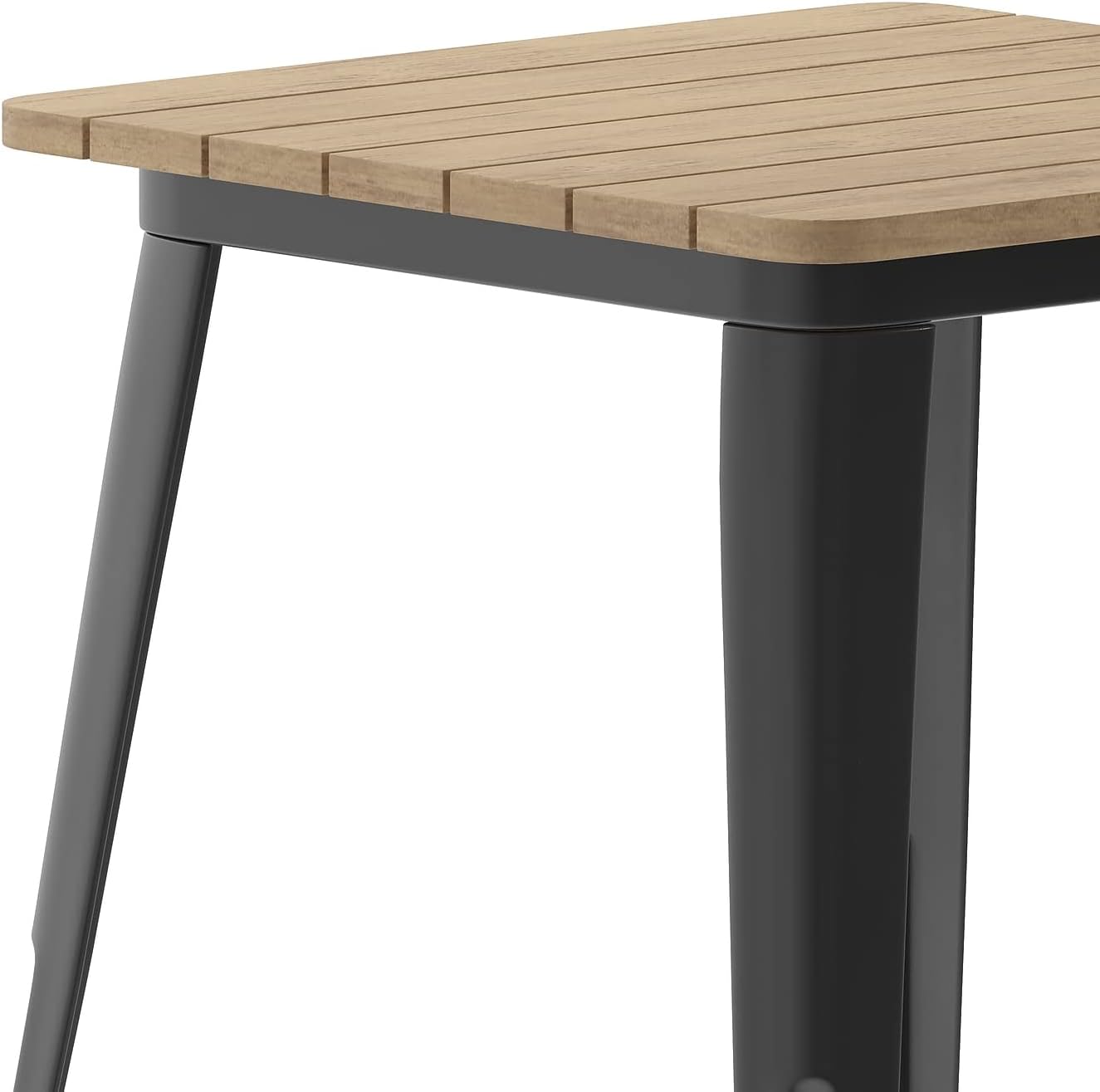 Flash Furniture Declan Commercial Outdoor Dining Table, All Weather Poly Resin Top with Steel Base, 23.75" Square, Brown/Black