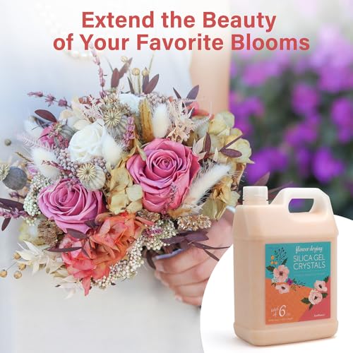 LotFancy Silica Gel for Drying Flowers 6 lbs (2.72 kg), Silica Sand with Indicator, Reusable Desiccant, Fine Crystals < 1 mm for Flowers - Image 5