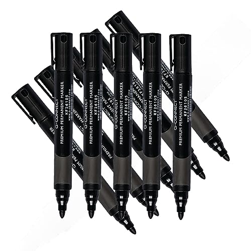 Q-Connect Premium Permanent Marker Pen Bullet Tip Black (Pack Of 10)
