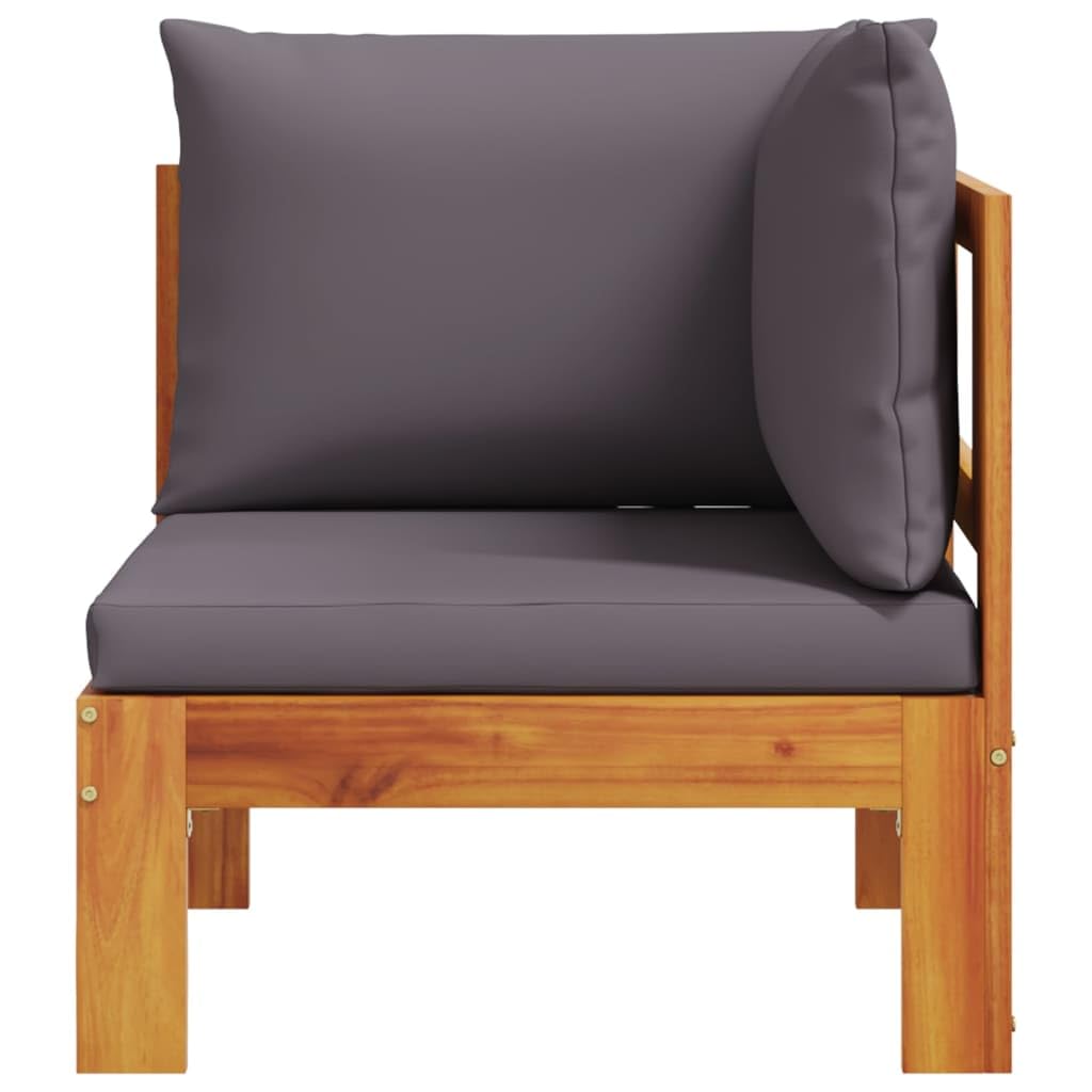 Gecheer Divano Angolare da Giardino, con Cuscini Sfoderabili e Lavabili, 68x68x64 cm, Legno Massello di Acacia, per Esterno e Terrazza
