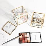 SUMTree 2 PCs Qtip Cotton Ball Holder Gold Glass Qtip Dispenser with Lid, Floss Swab Bathroom Storage Jar Canister with Crystal Handle, Glass Storage Jar for Kitchen Bathroom Dressing Table - Image 6