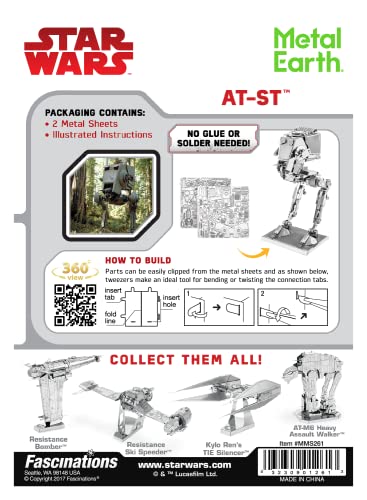 Metal Earth Fascinations Star Wars at-ST 3D Metal Model Kit Bundle with Tweezers - Image 2