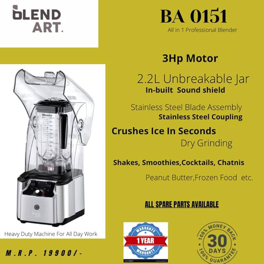 Buy BLEND ART ABS Plastic Ba0151 Commercial Blender 2200W