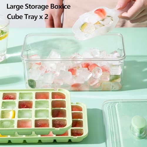 Bandejas para cubitos de hielo con tapa y contenedor, 56 piezas miniatura 3