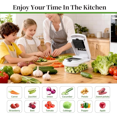 18-in-1 Vegetable Chopper Mandoline Slicer for Kitchen, Food Chopper with Container, Veggie Cutter, Onion Mincer Tomato Dicer, Fruit Slicer Spiralizer, Cheese Grater, Kitchen Gadgets House Essentials - Image 3