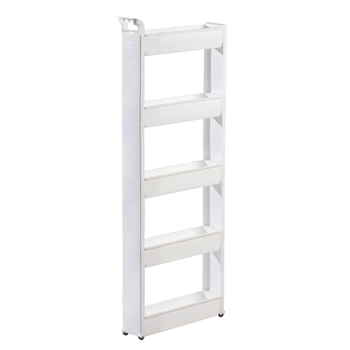 Miles Kimball 5 Tier Slim Cart, White, Durable Plastic, Easy Assembly, Holds Up to 6.5 lbs
