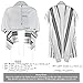 Zion Judaica Big Jewish Tallit Prayer Shawl Fine Acrylic Talis Black and Silver Striped Taleet with Tzitzit Black Imprinted Tallis Bag 36