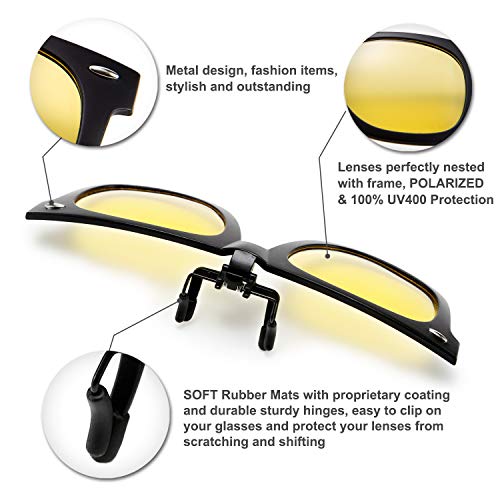 FEISEDY Classic Polarized Rectangular Clip-On Sunglasses Men Women for Eyewear Glasses B26052