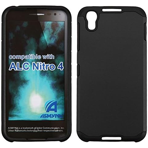 Asmyna Cell Phone Case for Alcatel Nitro 4 - Black/Black Cover