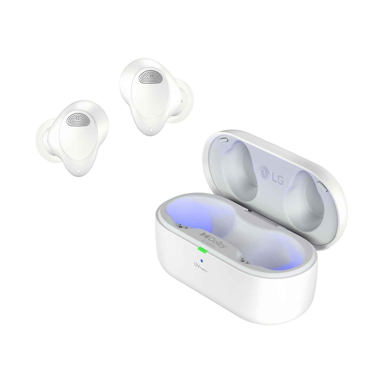 LG Auriculares intraurales Bluetooth Tone Free T90S con Sonido Dolby Atmos, tecnología Meridian, cancelación Activa de Ruido (ANC), y UVnano+, Blanco