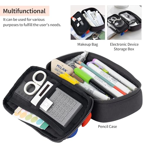 Image of Pencil Case - Adorable Character Design - Cute and Fun Pencil Pouch with Enough Capacity for Students (Charcoal)
