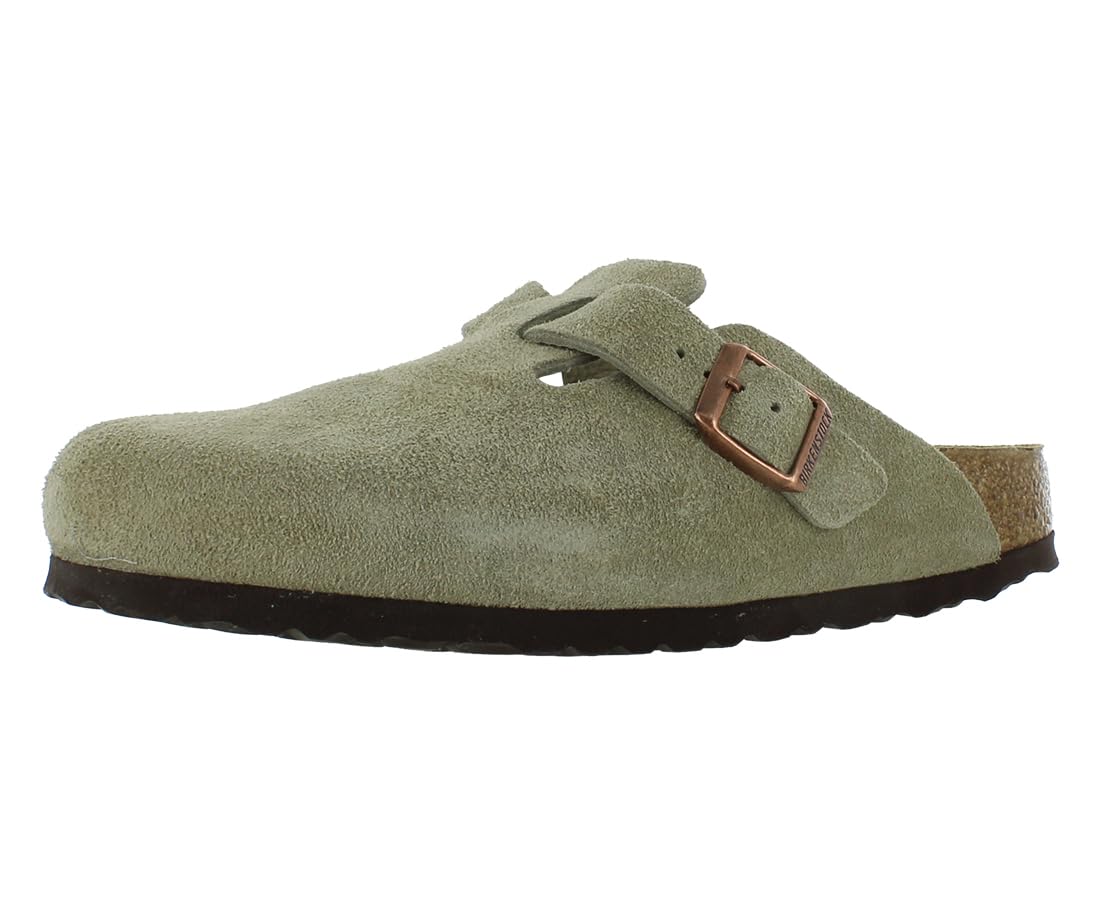 Birkenstock Unisex Boston Soft Footbed Leather Clog 10-10.5 Women/8-8.5 Men Light Green/Taupe-brown