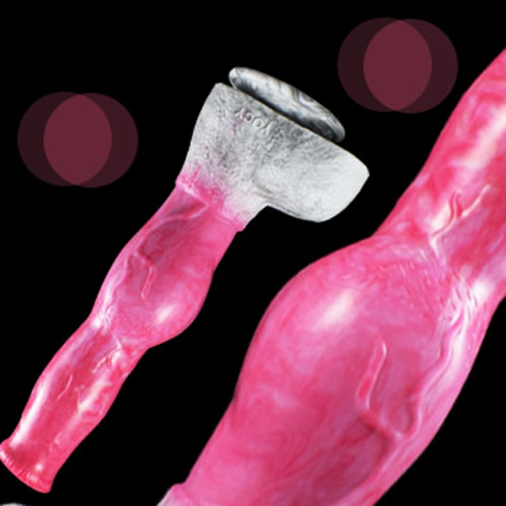 Big Size Long Knotty Silicone Artificial Dog Dildo Wolf Silicone Made Big Knot Multi Colored (Pink+Grey): Pink+grey
