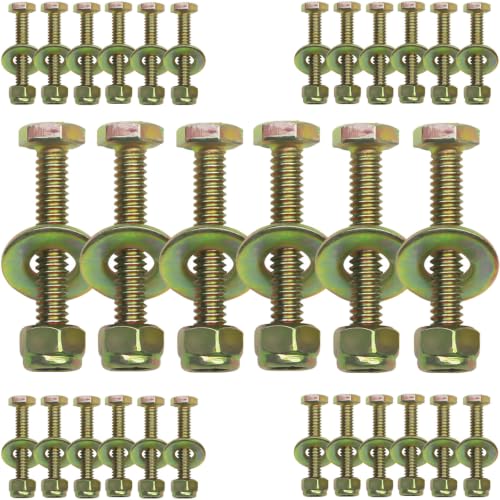 Image of 1 /4 inch x 1-1 /2 inch Hex Head Bolt by Color Galvanization with Nylon Lock nut and Large Size Washer Assortment Kit,Alloy Steel,Grade 5.(30 Sets Pack)，by Metalsuberg