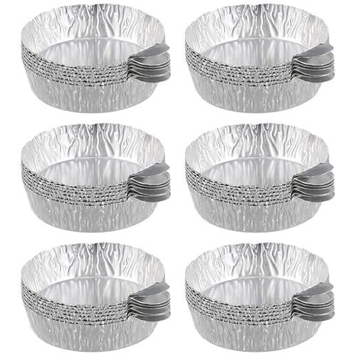 GARVALON Aluminum Foil Weighing Trays with Handle 3.03X2.75 Inch Disposable Sample Weighing Dishes for Laboratory Powder Liquid Measurement Food Processing Storage