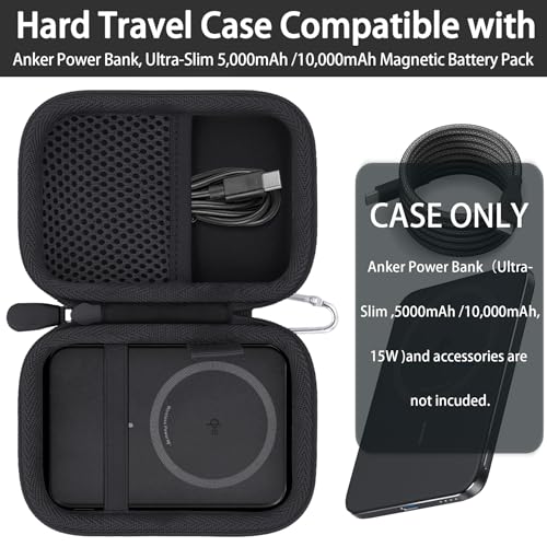 Image of khanka for Anker Nano Power Bank Ultra-Slim 5,000Mah & Maggo Power Bank 10K Case,Compatible with Anker A1665 /A1664 Slim Magnetic Charger, Protective Carrying Case Only (Black)