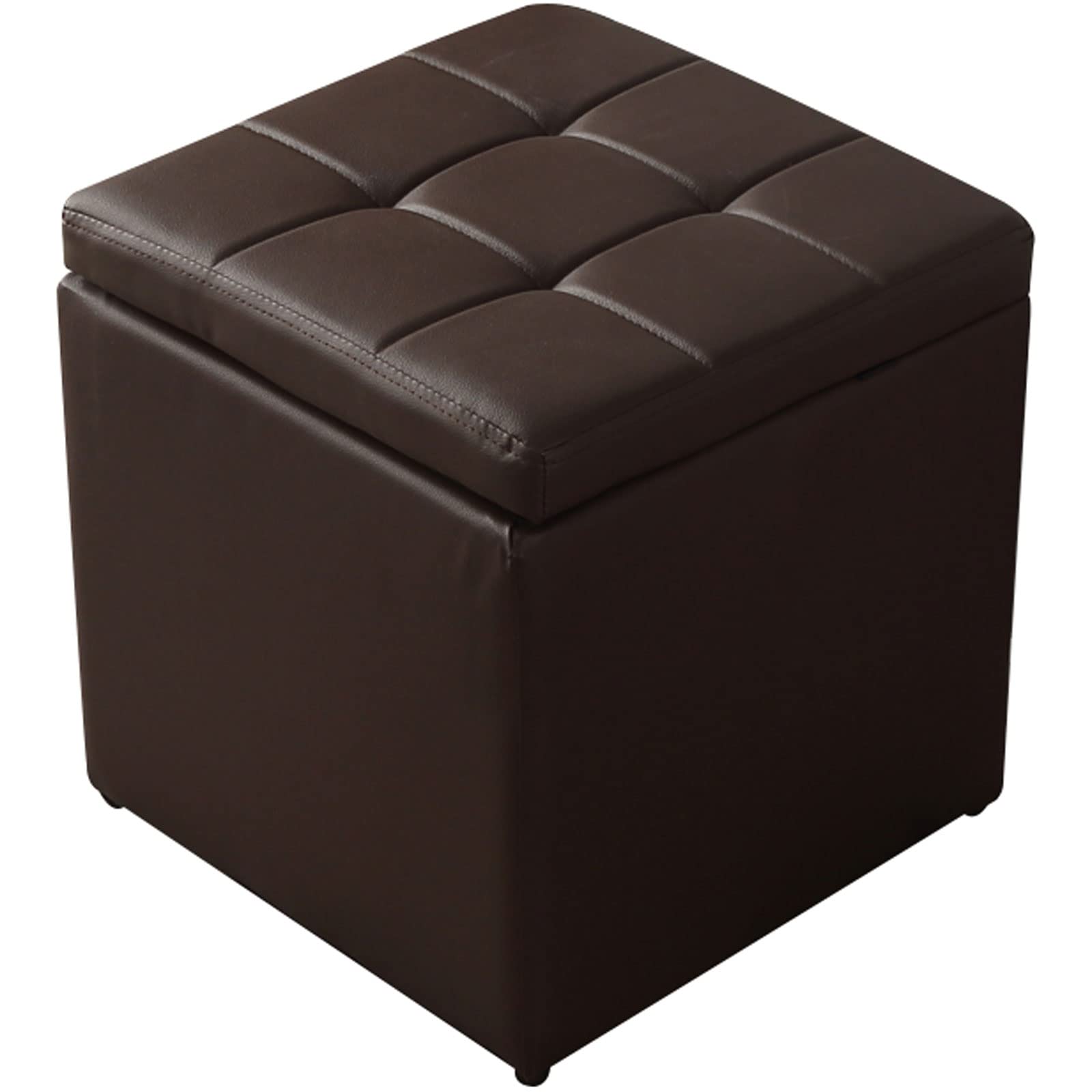 Pouf en cuir marron foncé avec rangement : la solution pour désencombrer un petit salon