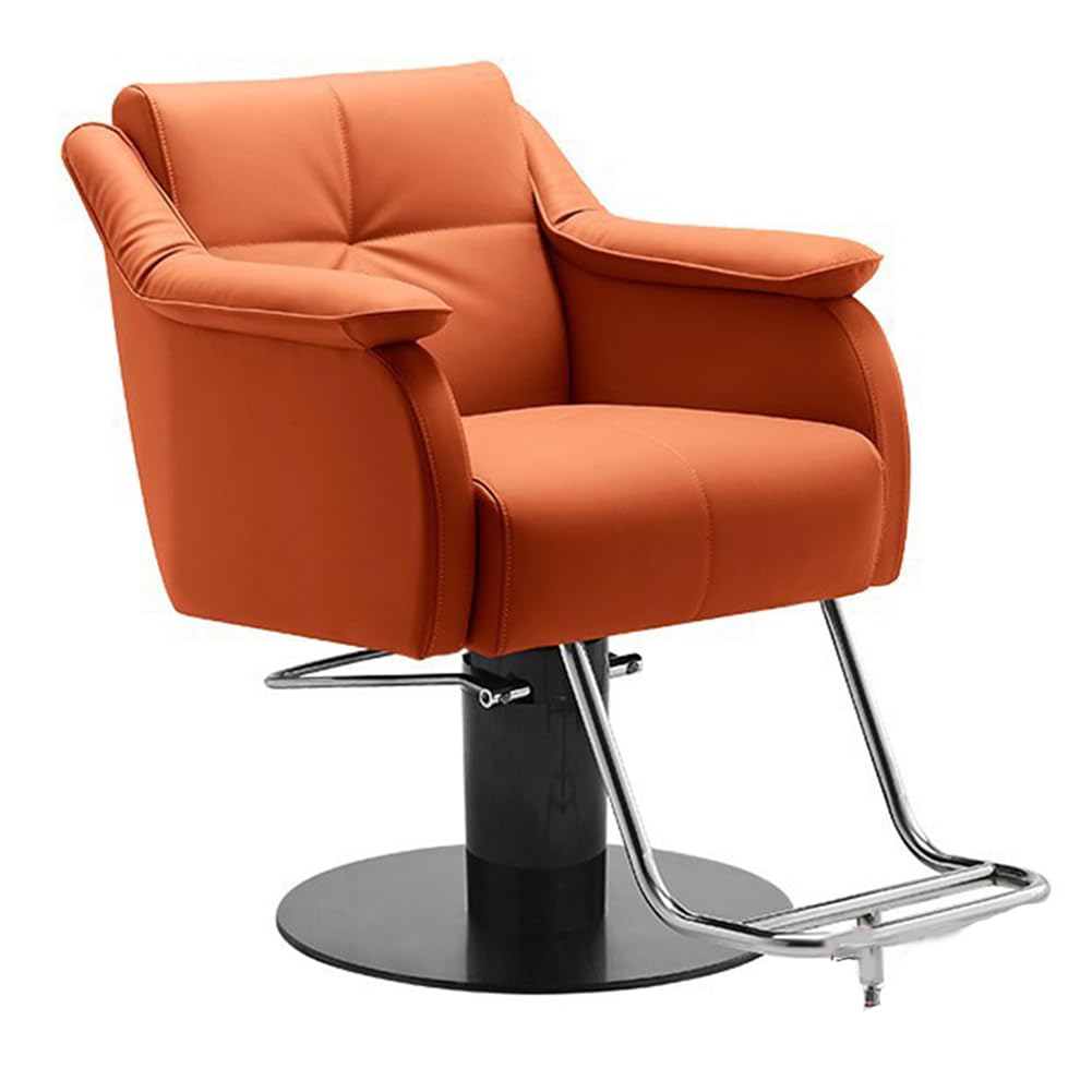 Silla De Peluquería con Bomba Hidráulica, Giro De 360°, Base Galvanizada, Altura Ajustable,Esponjas De Alta Densidad,Clásico, Silla De Peluquería,Rojo,A