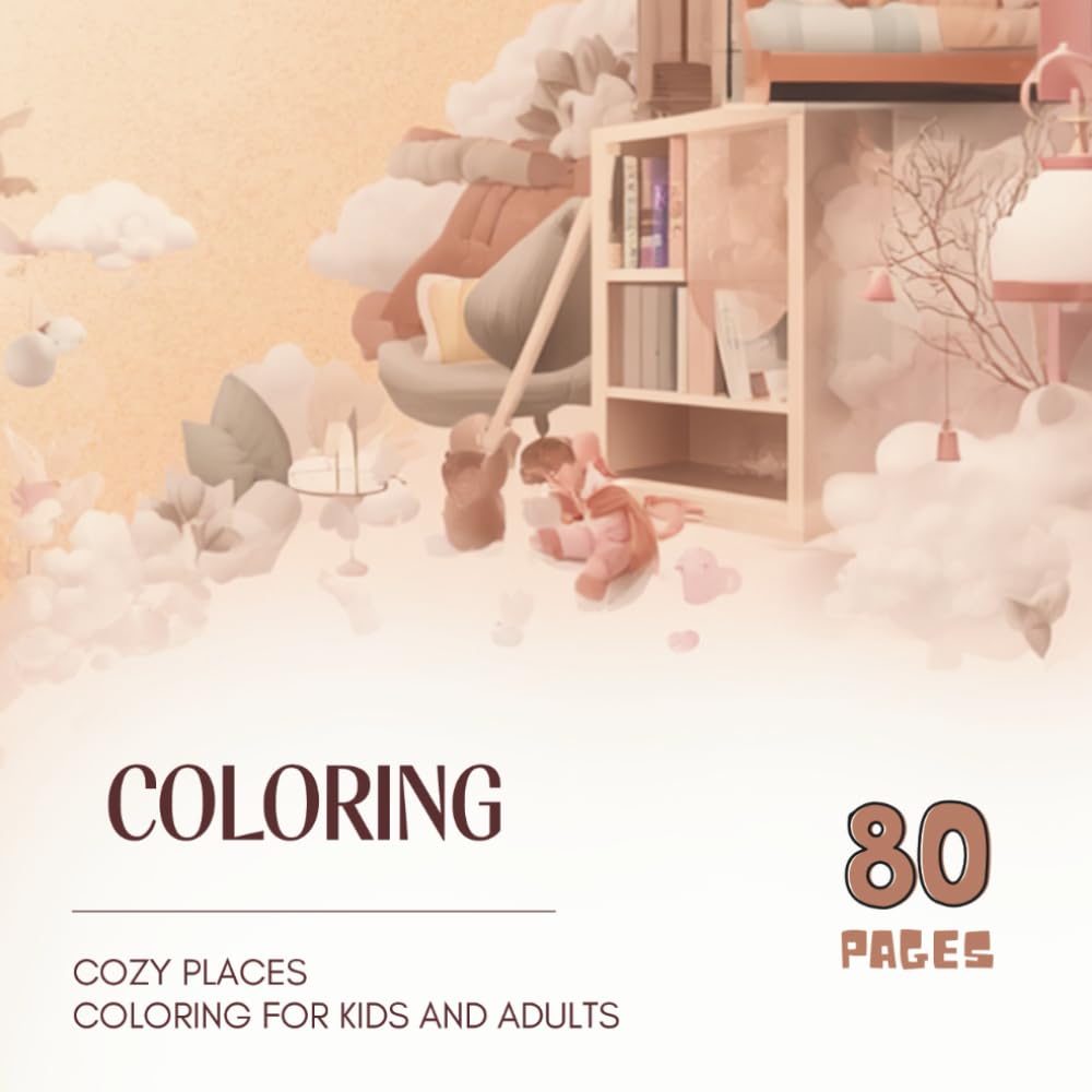 Cozy Nooks & Comfy Corners: 80 Simple Coloring Pages for Kids and Adults: An Aesthetic Journey through Relaxing Rooms and Hygge Moments for Beginners