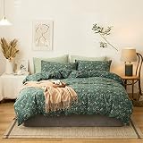 VClife Jersey Knit Cotton Bedding Sets Queen Green Duvet Cover Boho Style Duvet Cover Sets for Child