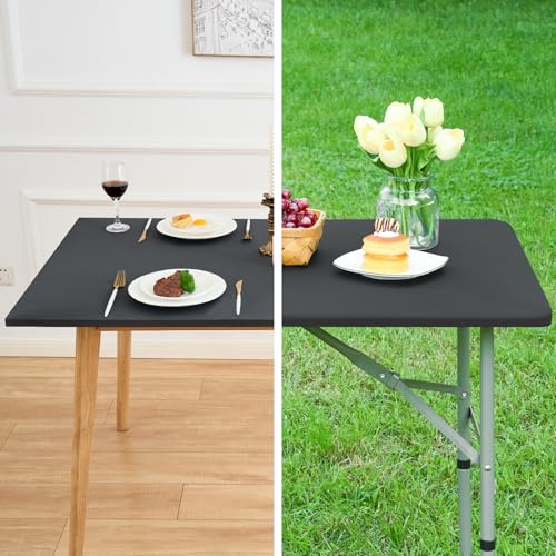 NEWISHER Fitted Rectangle Tablecloth 42 x 72 Inch Elastic Table Cloth Stretch Spandex Table Cover Grey Washable Polyester Table Top Cap Cover for Dining Picnic Camping Indoor and Outdoor by NEWISHER - Used condition - Image 6