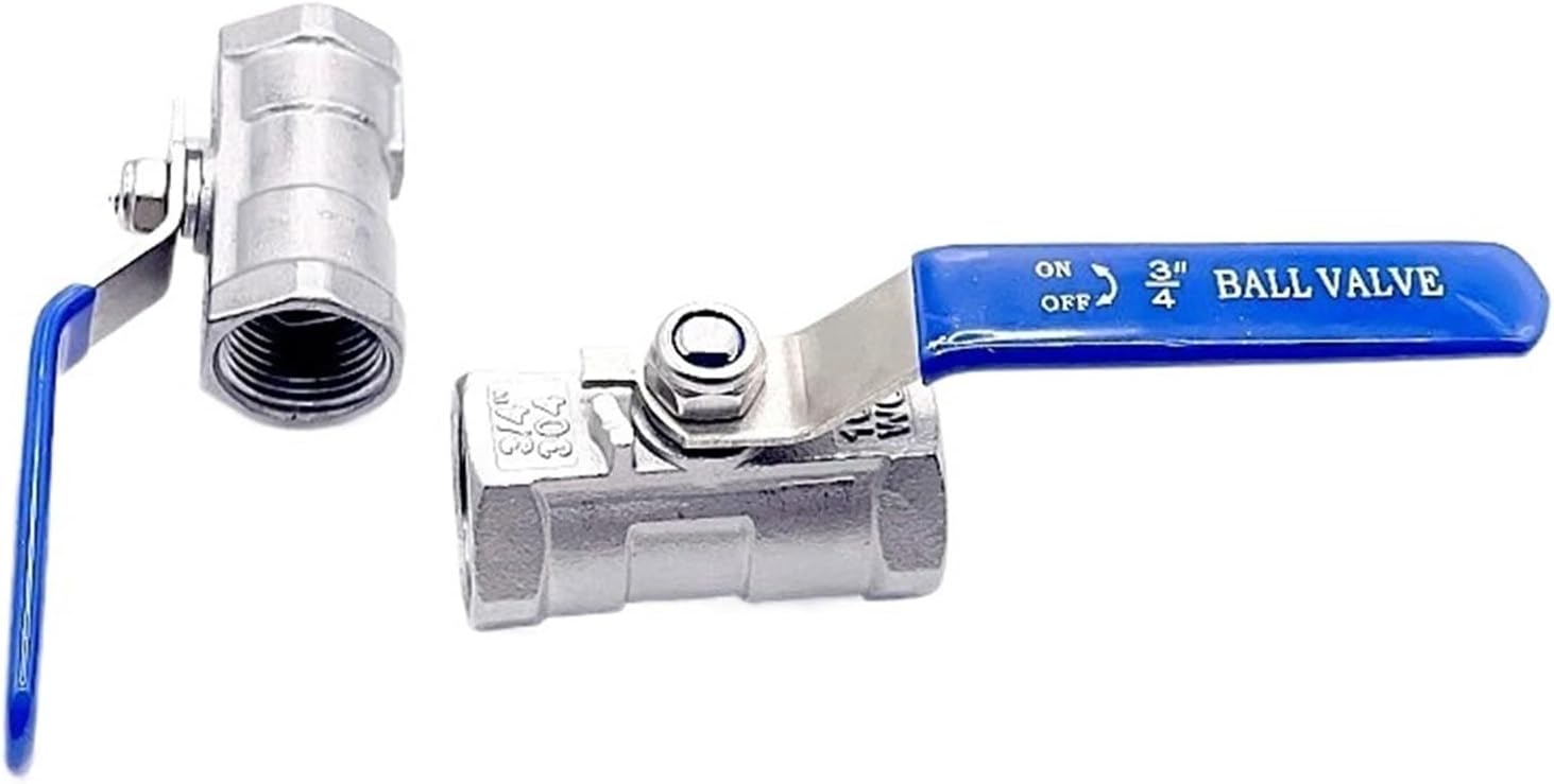 1pcs BSPT 1/4" 3/8" 1/2" 3/4" 1" 1-1/4" 1-1/2" Female Stainless Steel SS304 2P Full Port Ball Valve with Handle Thread Valves(1/2")