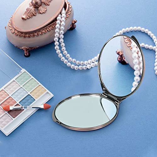 Goshentech Retro Metal Compact Mirror Travel Portable Mirror 1X/2X Magnification Compact &Portable Foldable (Red Copper) #TOP2