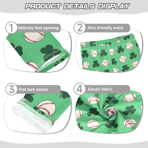 Baseball Clover Pattern Girls Leggings Soft Comfortable Athletic Leggings Dancing Pants for 4-10 Years3