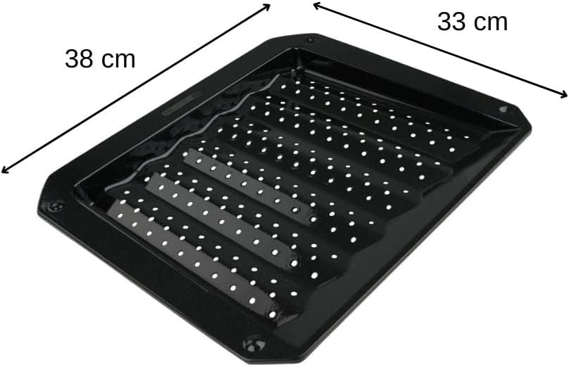 Grill Tray 38 x 33 cm BBQ High Quality Tin Rectangular Oven Pan with Enamel Seal, Grill Pan with Fat Collection Grooves, Versatile Griddle Plate (Color : Black)
