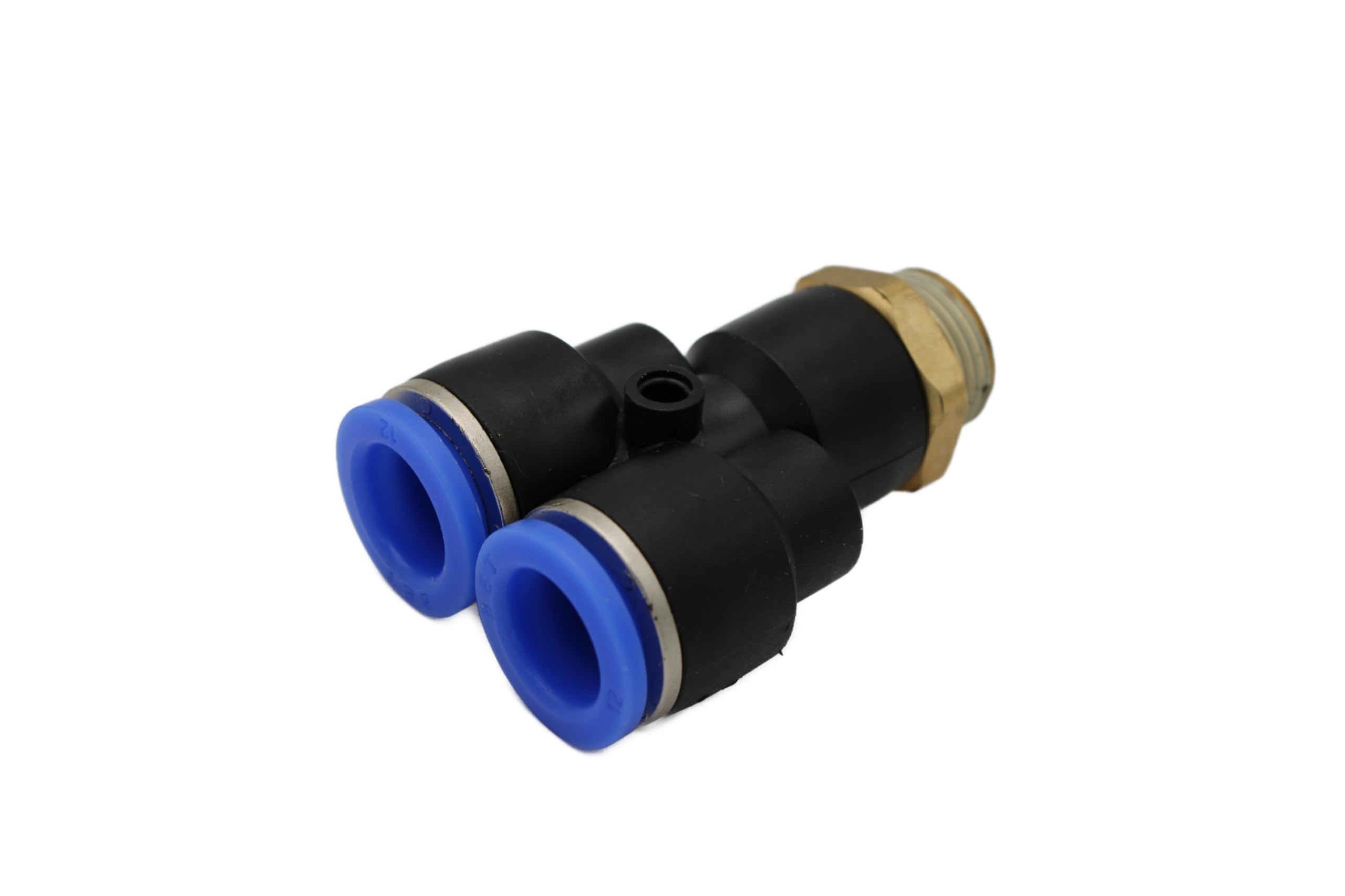 Pneumatic Y-multiple screw connection 3/8" - 12 mm IQS Y-connector Tee compressed air, Black/Blue, 3/8" - 12mm - Image 4