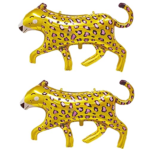 2 Stück goldene Leoparden-Luftballons für Jungen, Babyparty, Wilder Eins, Safari-Zoo, Dschungel-Thema, Geburtstag, Party, Gepard, Folienballon, Dekoration, Tiergeburtstag, Jubiläum, Dekorationen Cover