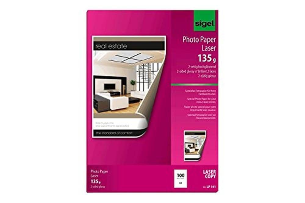 SIGEL LP343 Fotopapier für Laser / Kopierer, A3, 200 Blatt, hochglänzend, beidseitig bedruckbar, 135 g