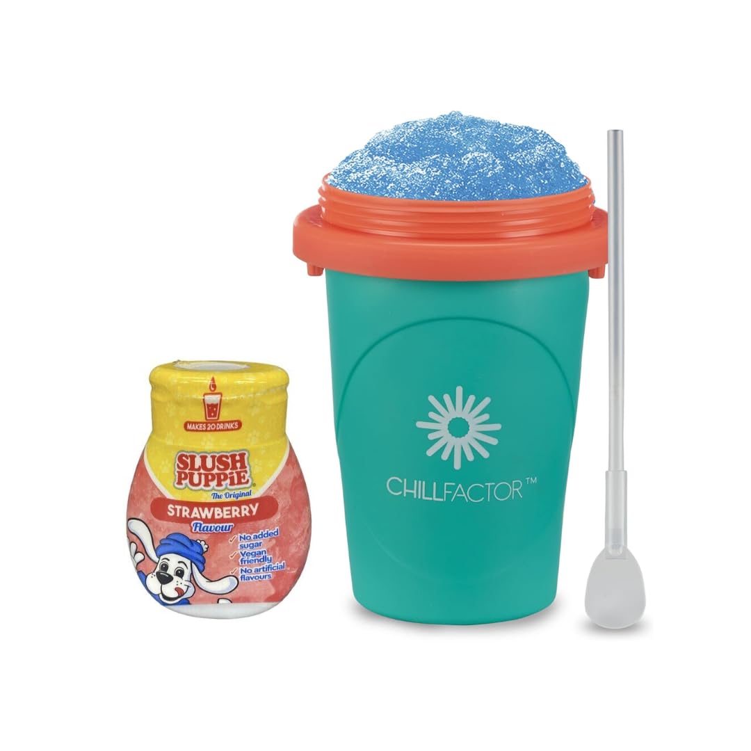 Slushy Maker with Slush Puppie Strawberry Drink Flavour | Neon Green