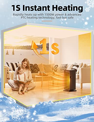 Space Heater, Sanvinder 1500W Portable Heater For Bedroom, Eco Thermostat 90° Oscillating, 24 Hours Timer, Fast Heating Electric Heater With Remote, Overheat Protection, Led Display For Bedroom Office #TOP1