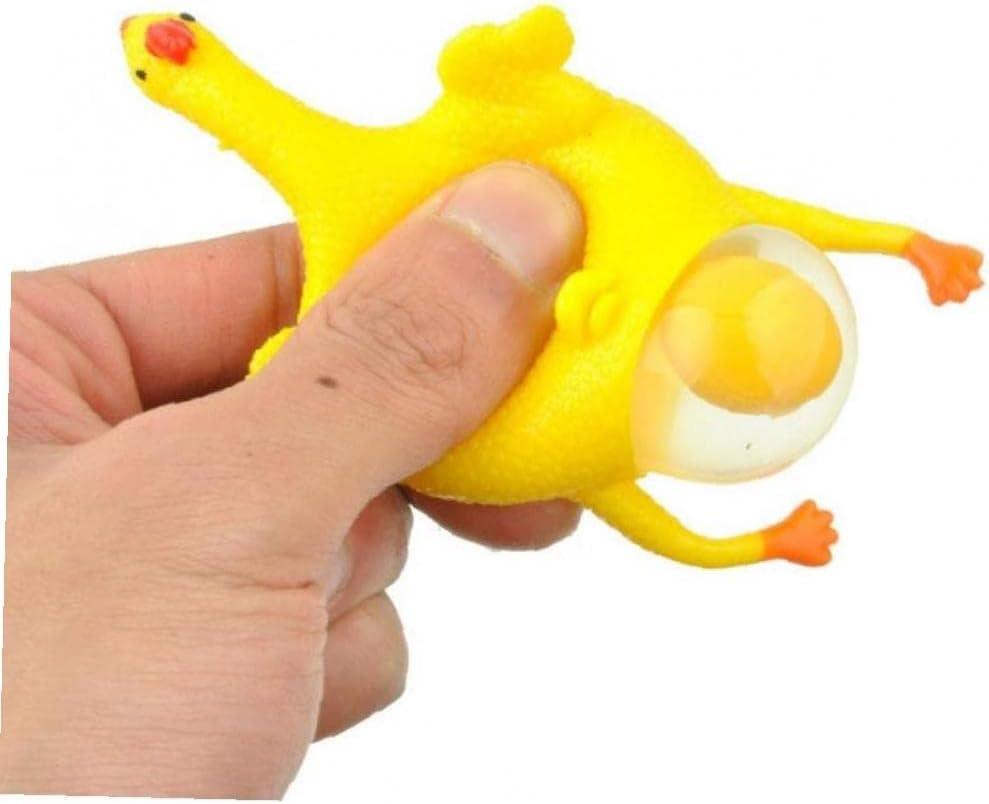 Bemvp Laying Hen Egg Toy Squeeze Chicken Keychain Stress Relief Vent Toys Mischief Gift Key Chain Keyring Bag Wallet Pendant