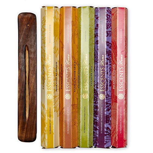 Utopia Scents Natural Incense Sticks Variety Pack 75 Scented Sticks Morning Blossom, Jasmine Tea, Sandalwood Spice, Lavender Rosemary And Incense Holder Aromatherapy And Meditation Incense #TOP3