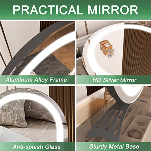 Hasipu Vanity Mirror With Lights, 16"X24" Lighted Makeup Mirror Oval Mirror,Led Makeup Mirror With 3 Color Lighting Dimmable,Light Up Mirror With Touch Control,Angle Adjustable #TOP4
