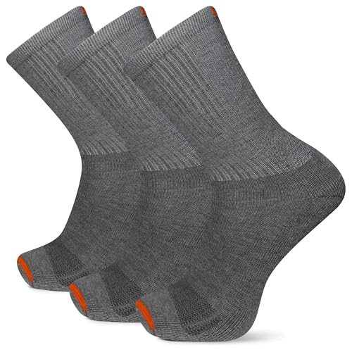 Merrell Men's and Women's Cushioned Cotton Crew Socks-3 & 6 Pairs-Breathable Mesh Comfort Zones