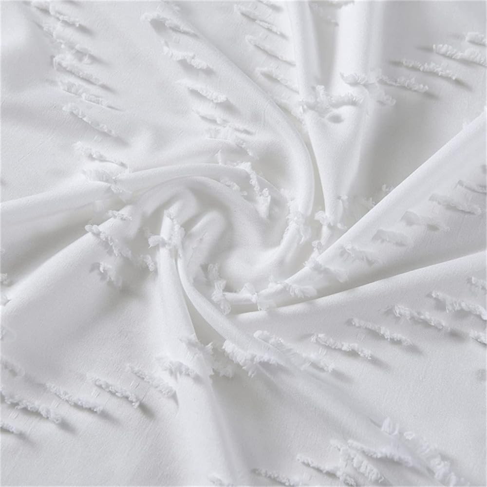 Rideau de douche élégant en tissu tissé imperméable pour salle de bain Blanc 180 x 200 cm