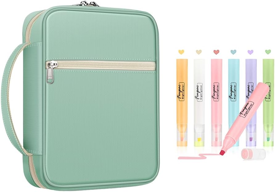 FINPAC Bible Cover Light Green + Bible Highlighters 6-Pack