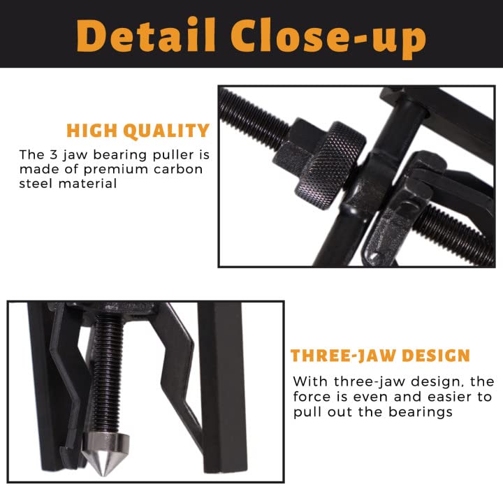 Bearing Disassembly Tools 21-in-1 Blind Bearing Puller Set With 3 Jaw Design - Inner Hole Bearing Removal Tool Kit Blind Hole Bearing Remover - Foto 6