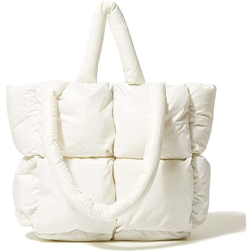 Women Large Quilted Puffer Tote Bag Soft Padded Down Winter Handbag Space Totes Puffer Shoulder Bag Pillow Shopper Bag