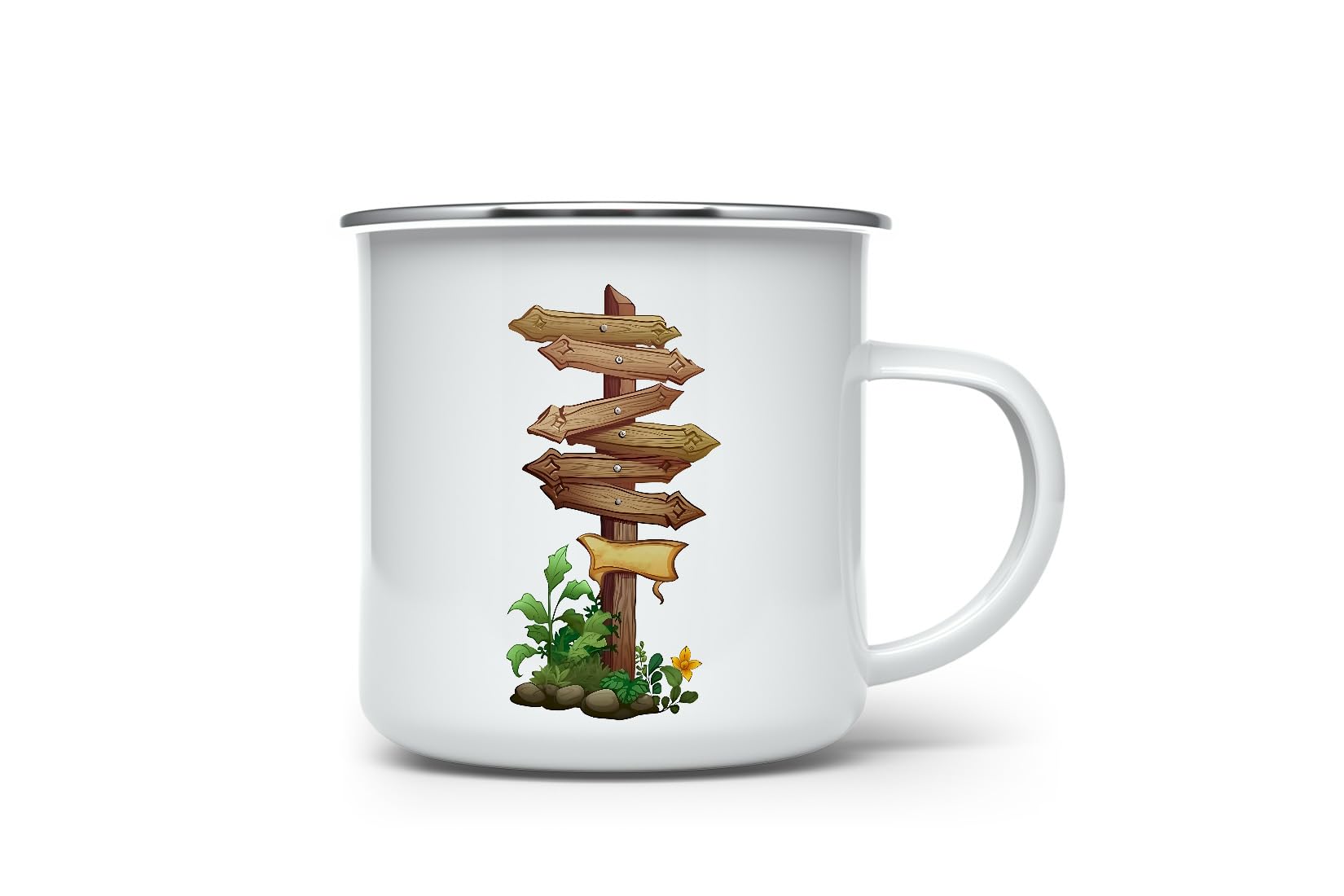 MAXIKIWI - Durable Enamel Coffee or Tea Camping Mug for Indoor Outdoor Use - Gardening Collection - 350ml