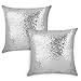Artscope Funda de Cojín Lentejuelas Reversibles Cuadrado,Funda de Almohada para Sofá Cama Decoración para Hogar 40x40cm,Set de 2 (Plata)