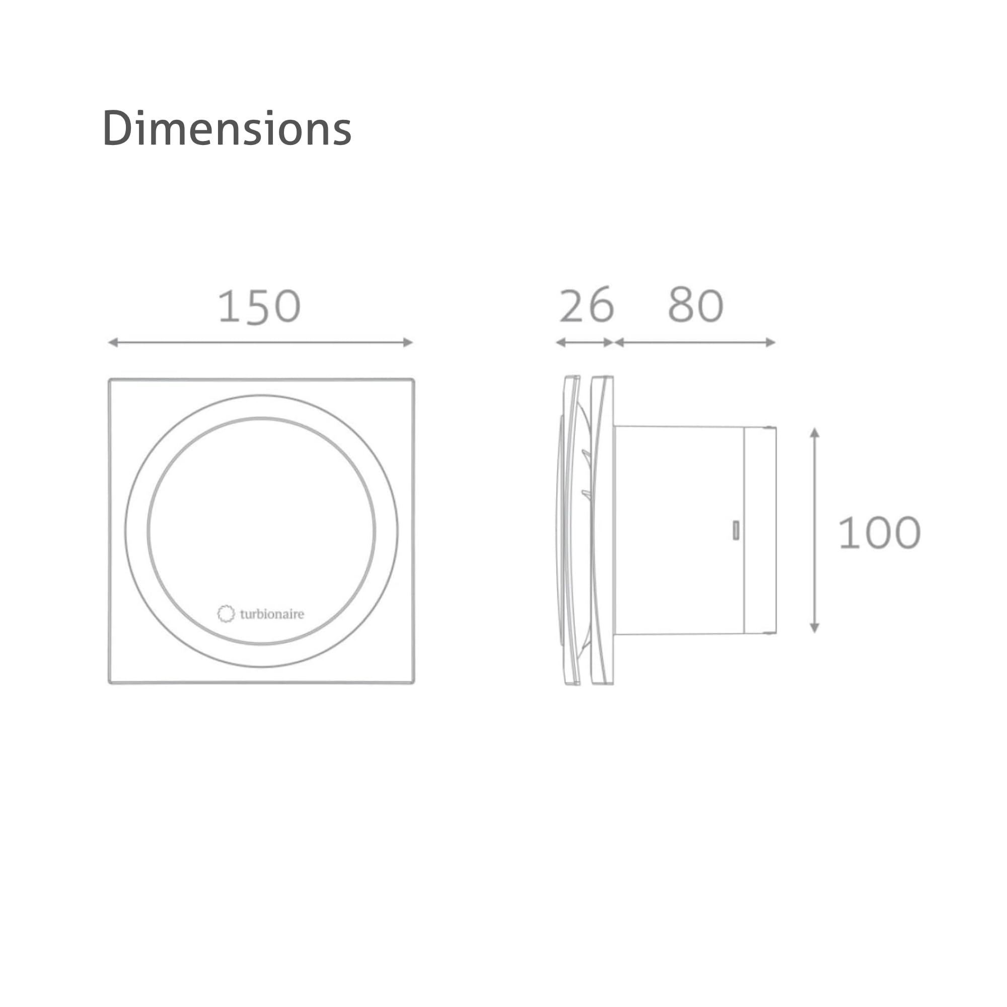 Turbionaire RING 100 SW Ventilateur, Extracteur de Salle de Bain 100mm, Double Aspiration Périmètre et Frontal, 100 mm, Blanc Clapet anti-retour, Protection IPX4