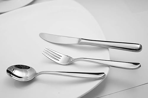 Miniatura 8 de VANRA Juego de cubiertos para niños de 3 piezas de acero inoxidable 1810 para niños, juego de cubiertos plateados, cubiertos para niños (acabado